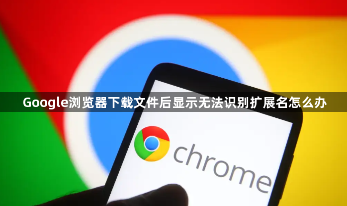 Google浏览器下载文件后显示无法识别扩展名怎么办1
